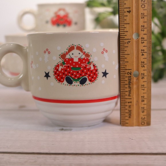 Vintage 1980 Noritake Epoch HOLIDAY JOY Mug Set 4Pc 8200 Doll Christmas - Picture 5 of 11